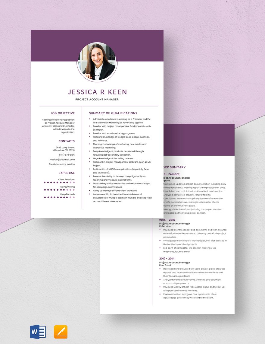 Project Account Manager Resume