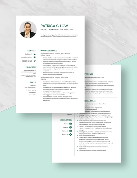 Project Administrative Assistant Resume Download