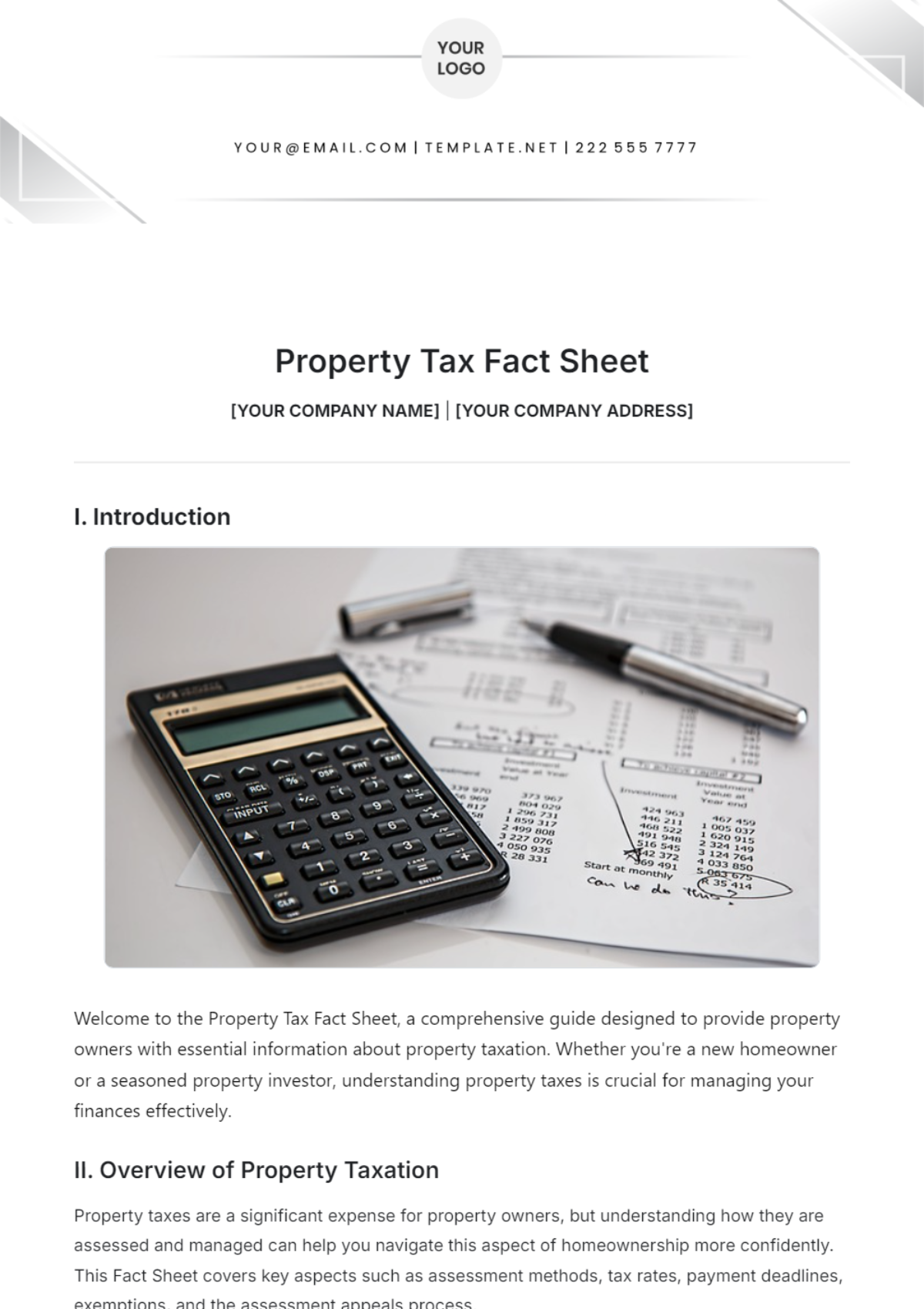 Property Tax Fact Sheet Template - Edit Online & Download