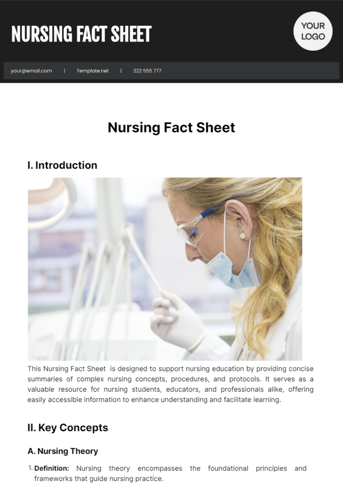 Nursing Fact Sheet Template