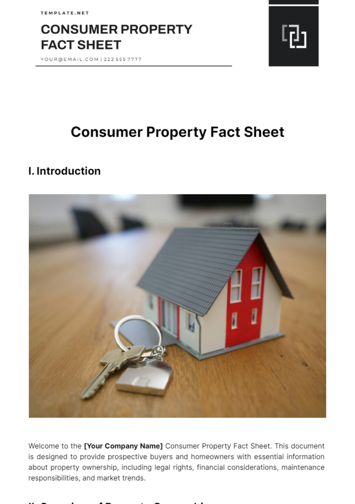 Consumer Property Fact Sheet Template