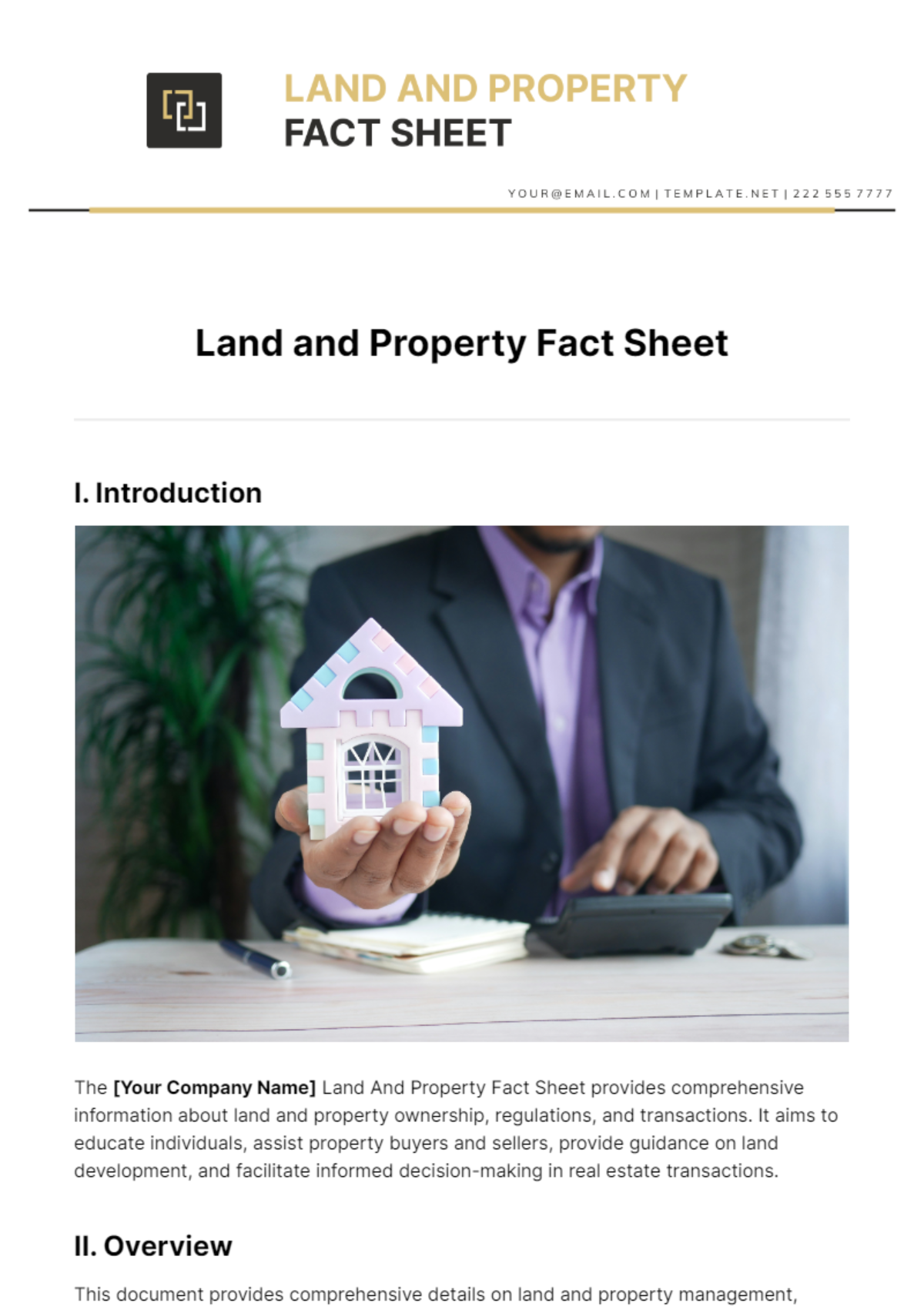 Free Land And Property Fact Sheet Template