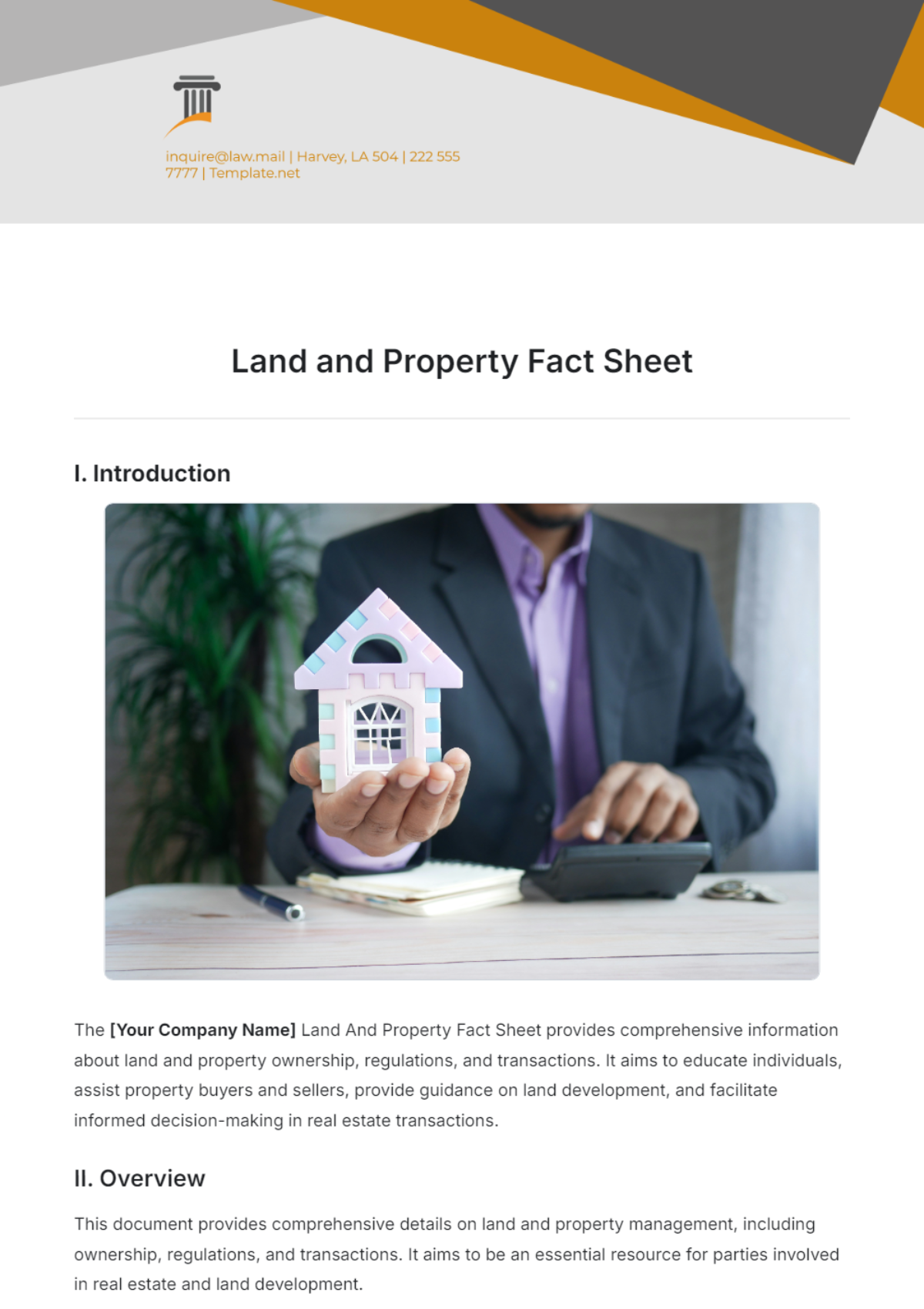 Land And Property Fact Sheet Template - Edit Online & Download