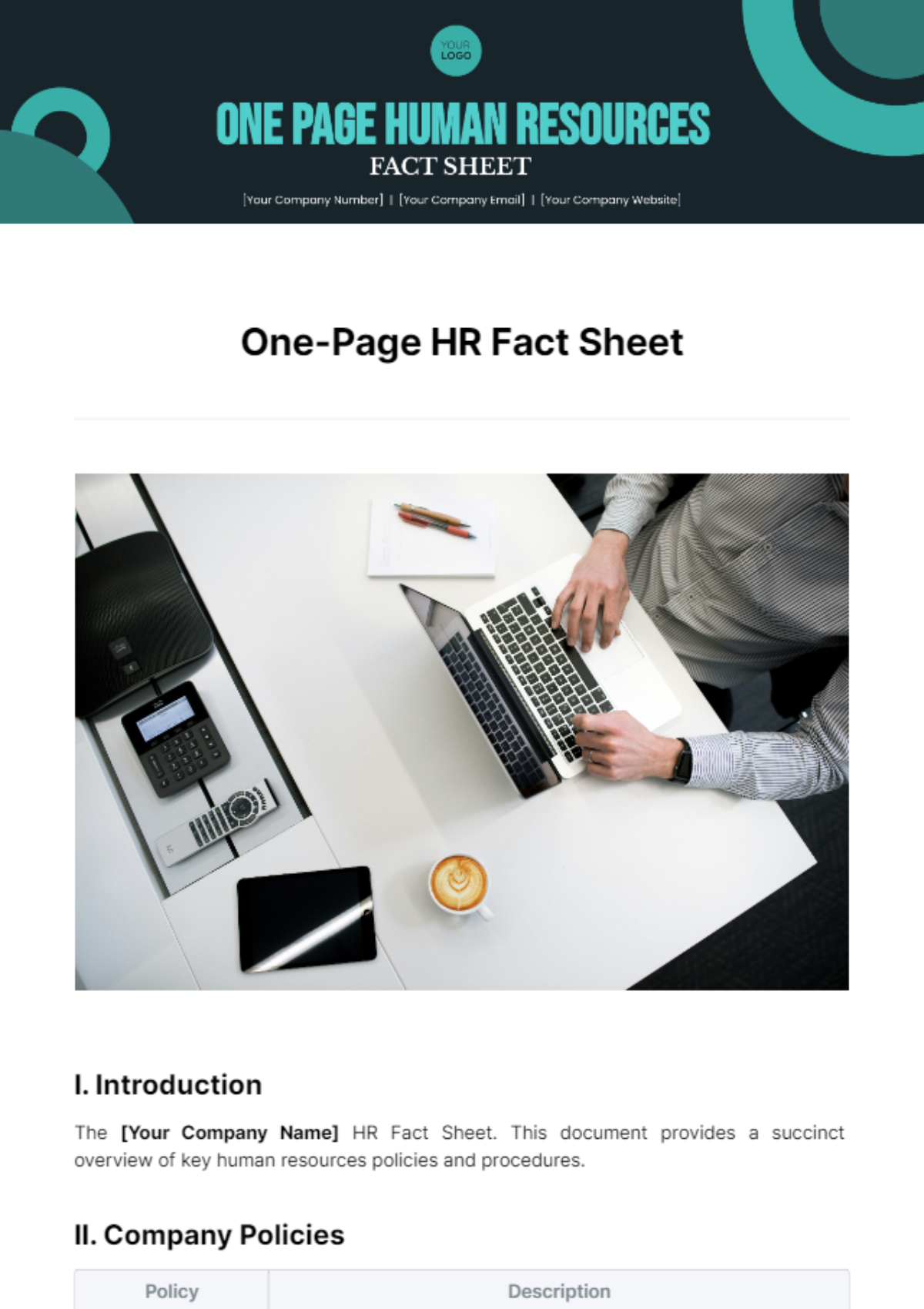 One-Page HR Fact Sheet Template