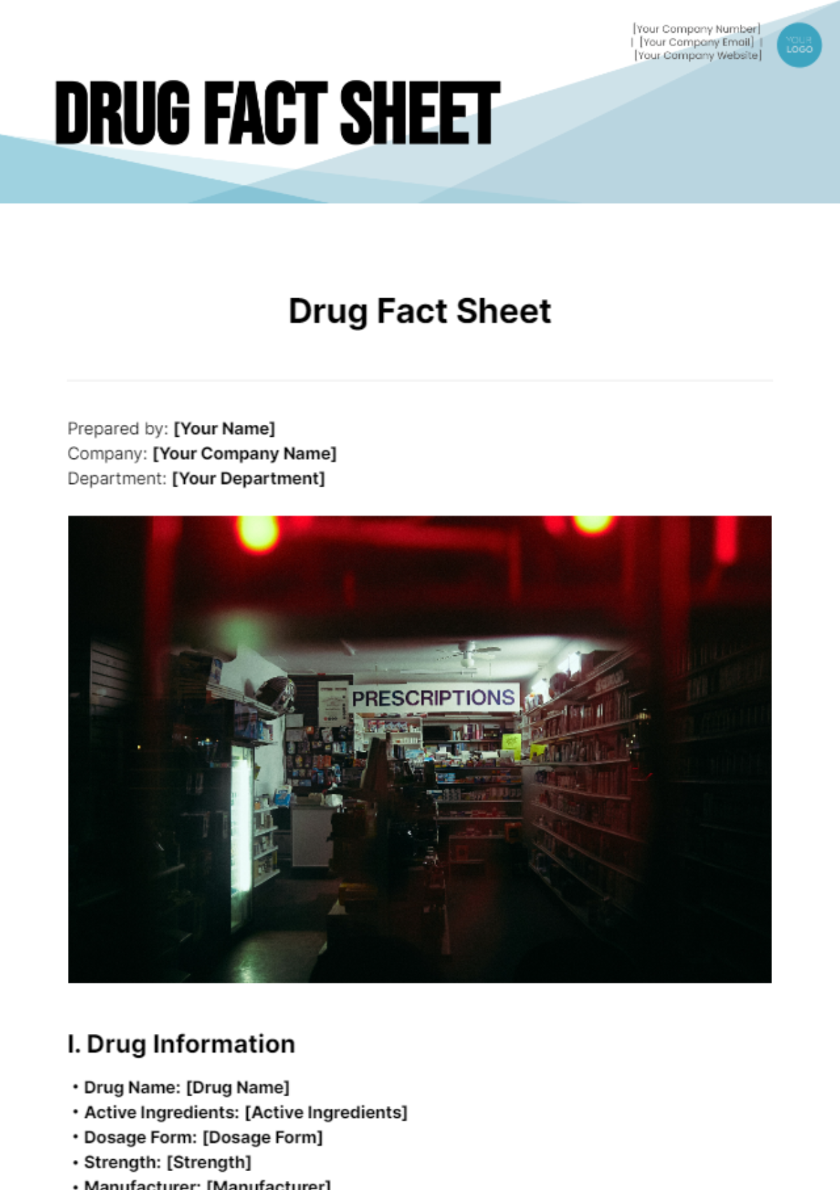 Drug Fact Sheet Template