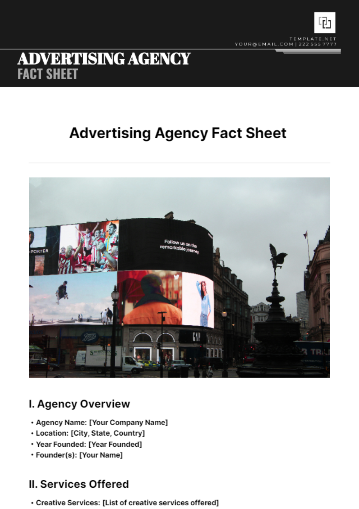 Advertising Agency Fact Sheet Template