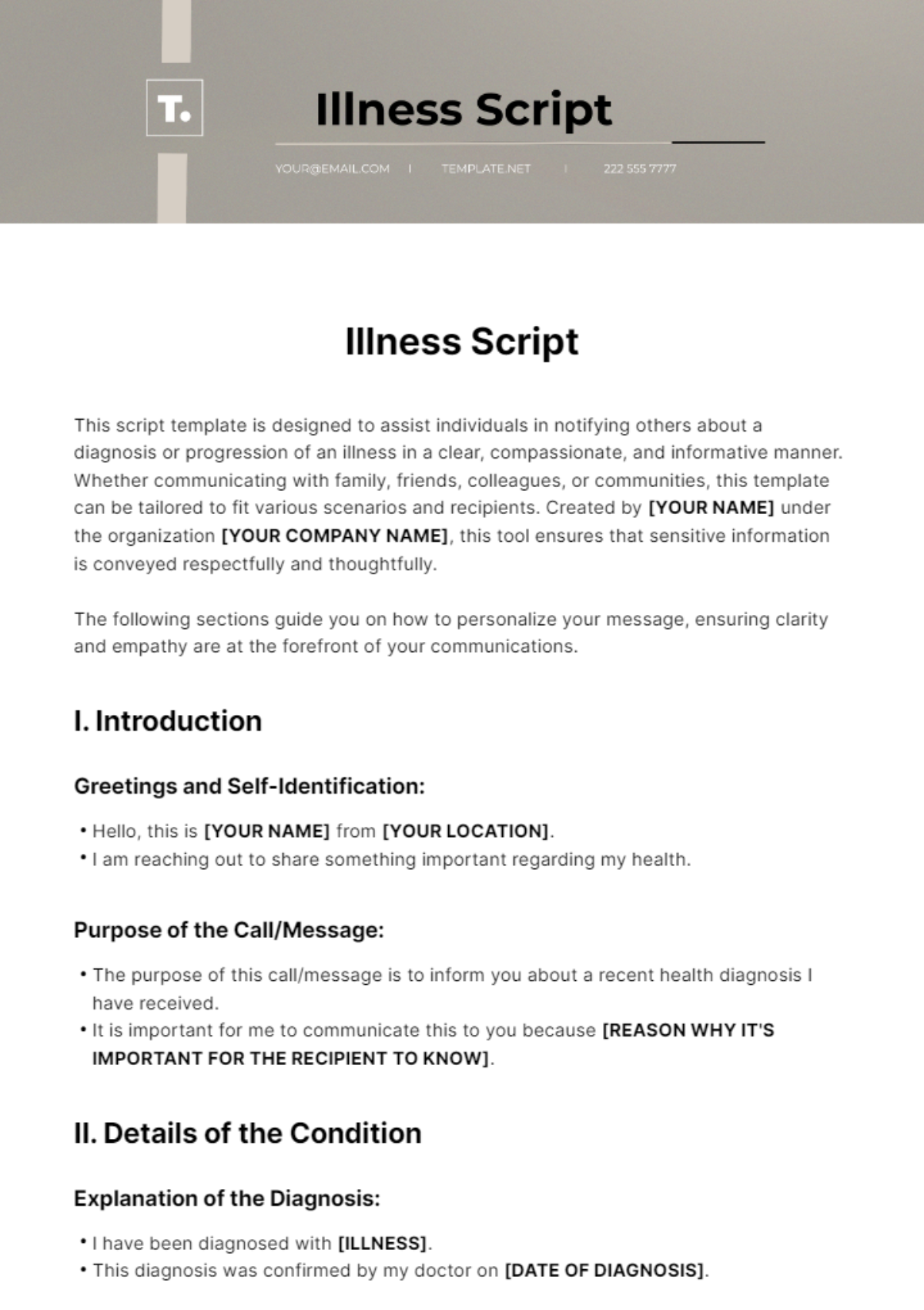 Illness Script  Template