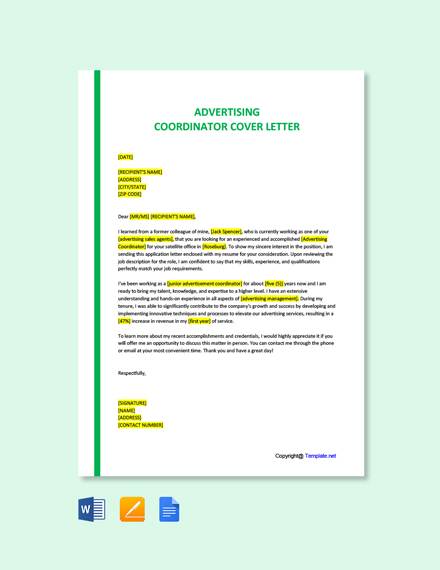 creative coordinator cover letter