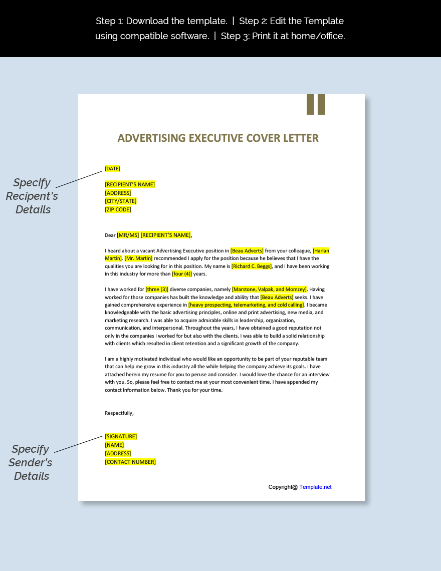 Advertising Executive Cover Letter