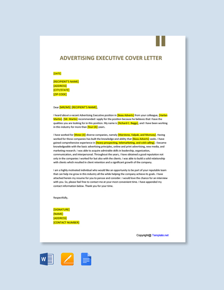 Integrated Media Sales Account Executive Cover Letter Template Free