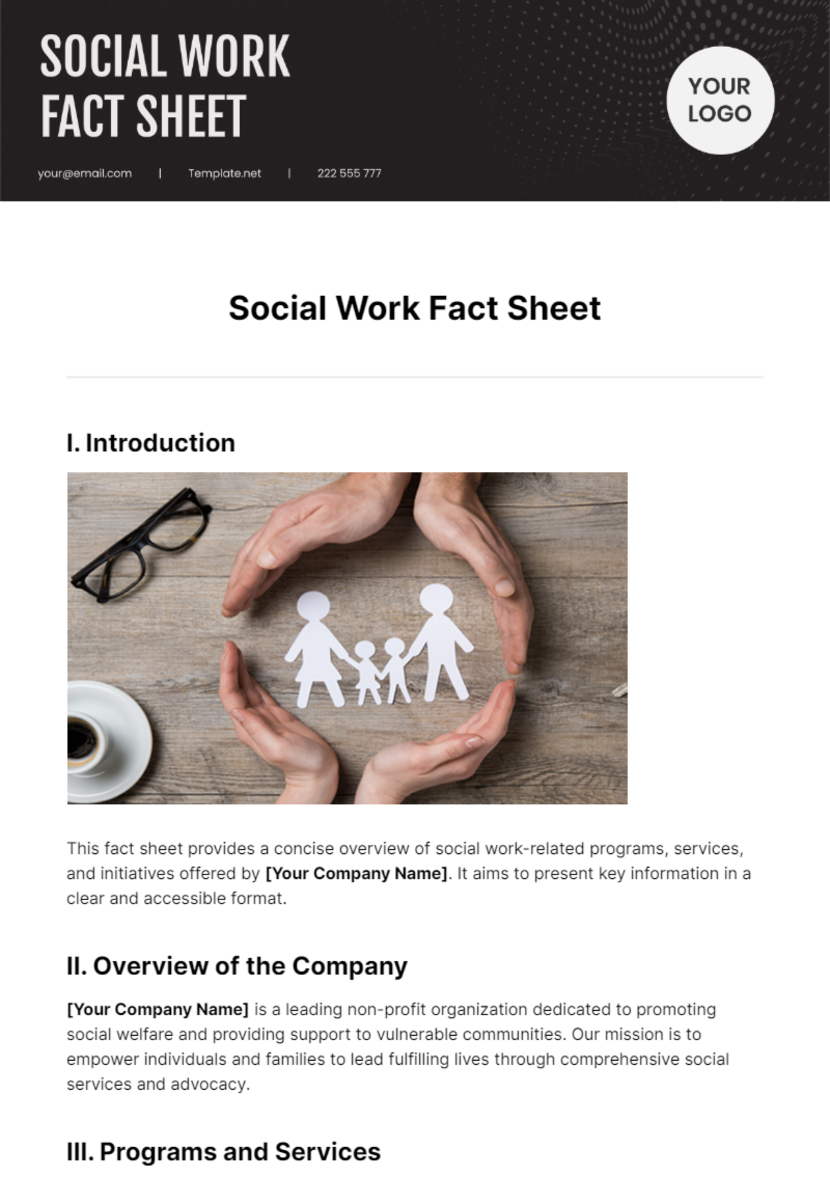Free Social Work Fact Sheet Template