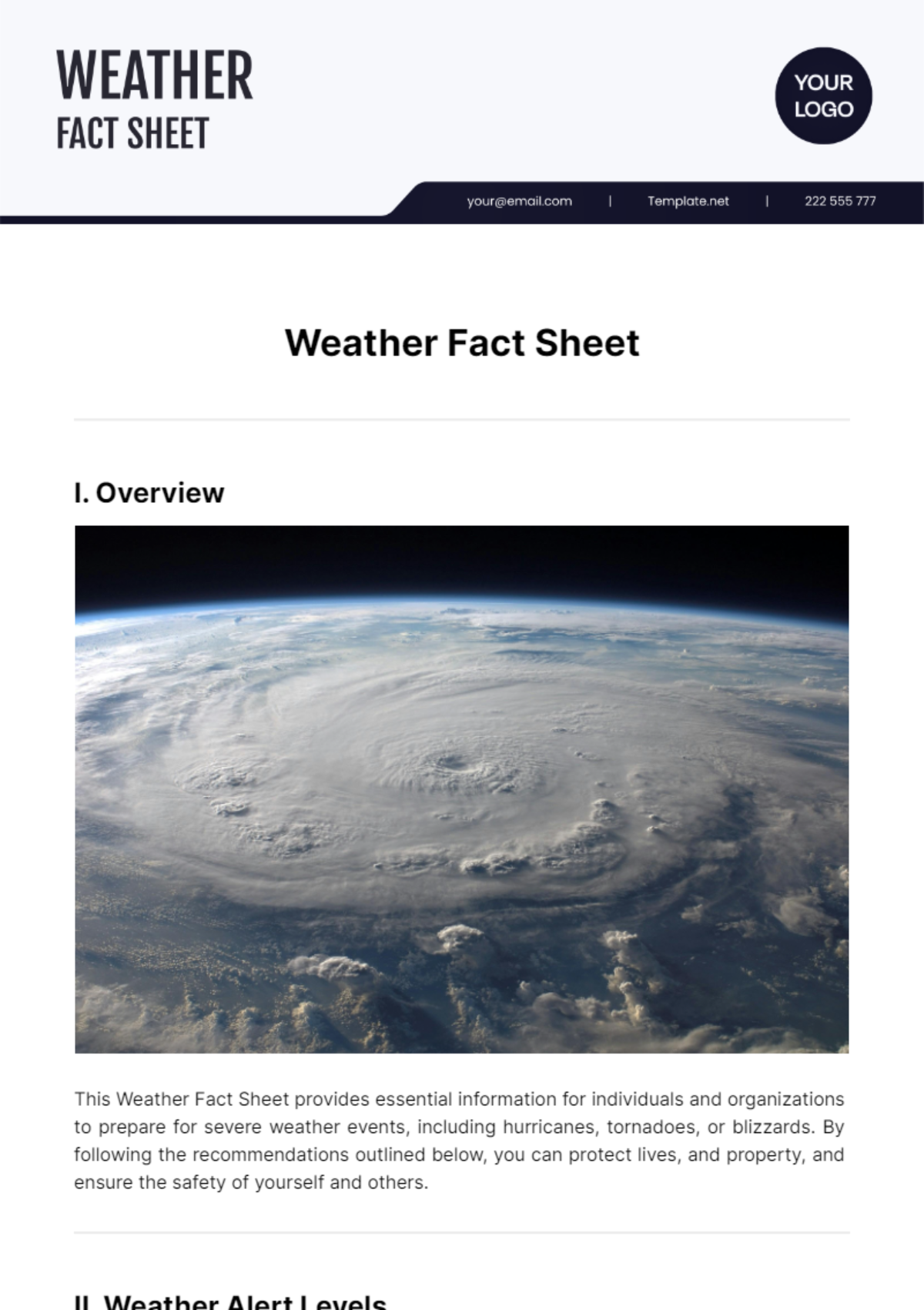 Free Weather Fact Sheet Template
