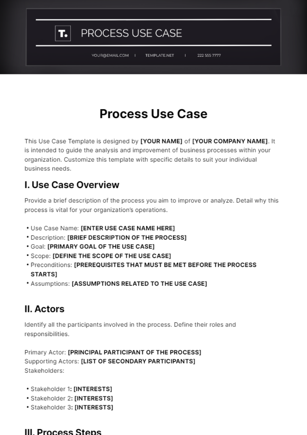 Process Use Case Template