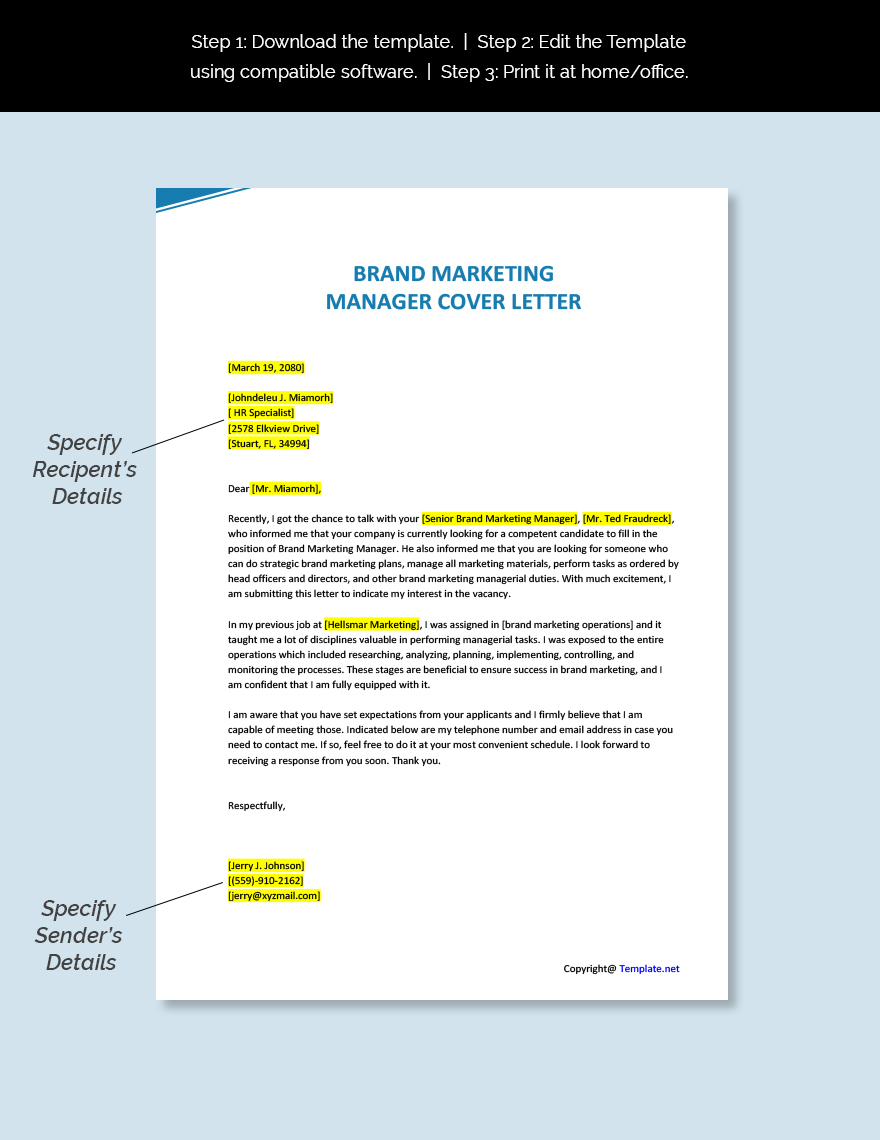 Brand Marketing Manager Cover Letter