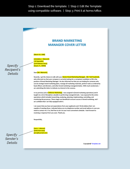 cover letter brand manager example