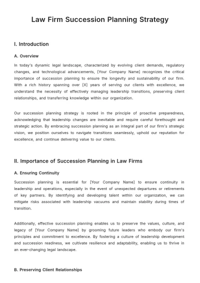 Free Law Firm Succession Planning Strategy Template to Edit Online