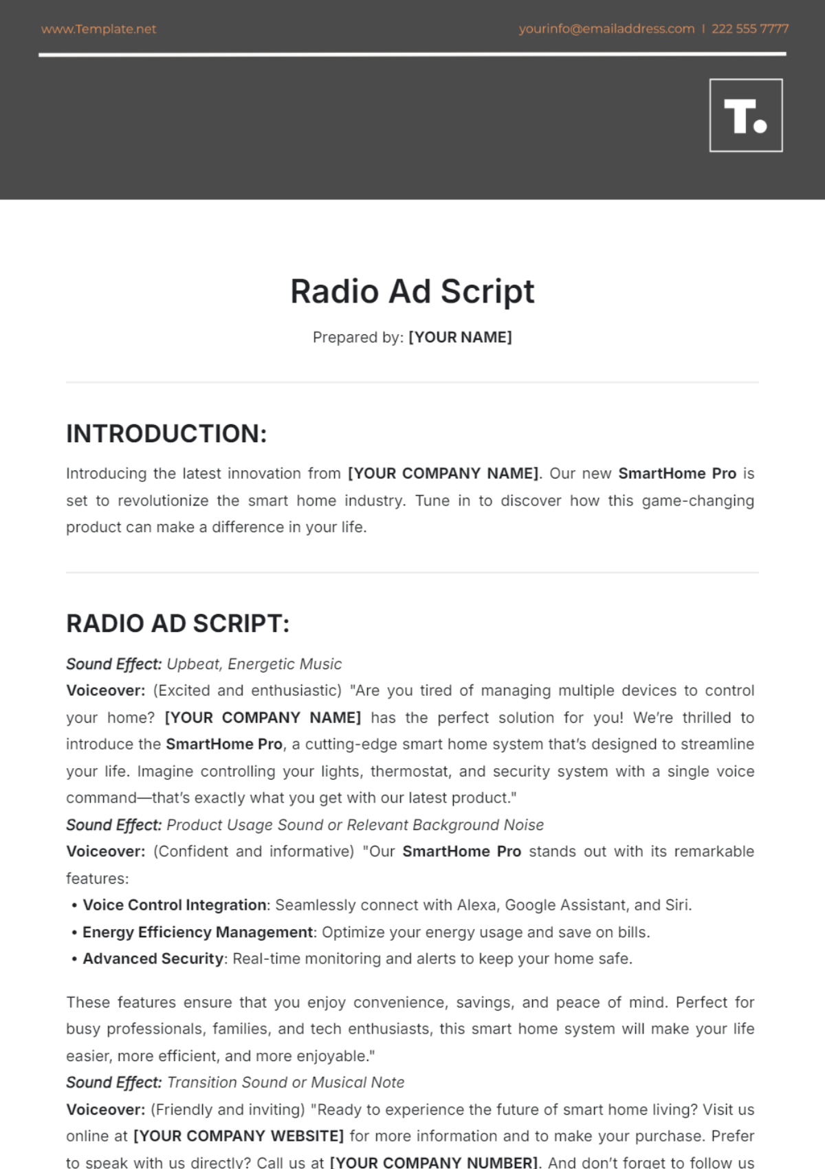 Radio Ad Script Template - Edit Online & Download