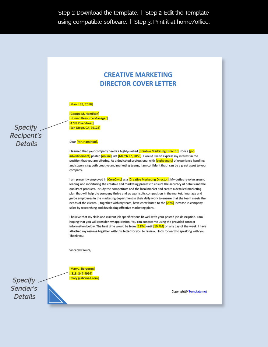 Creative Marketing Director Cover Letter