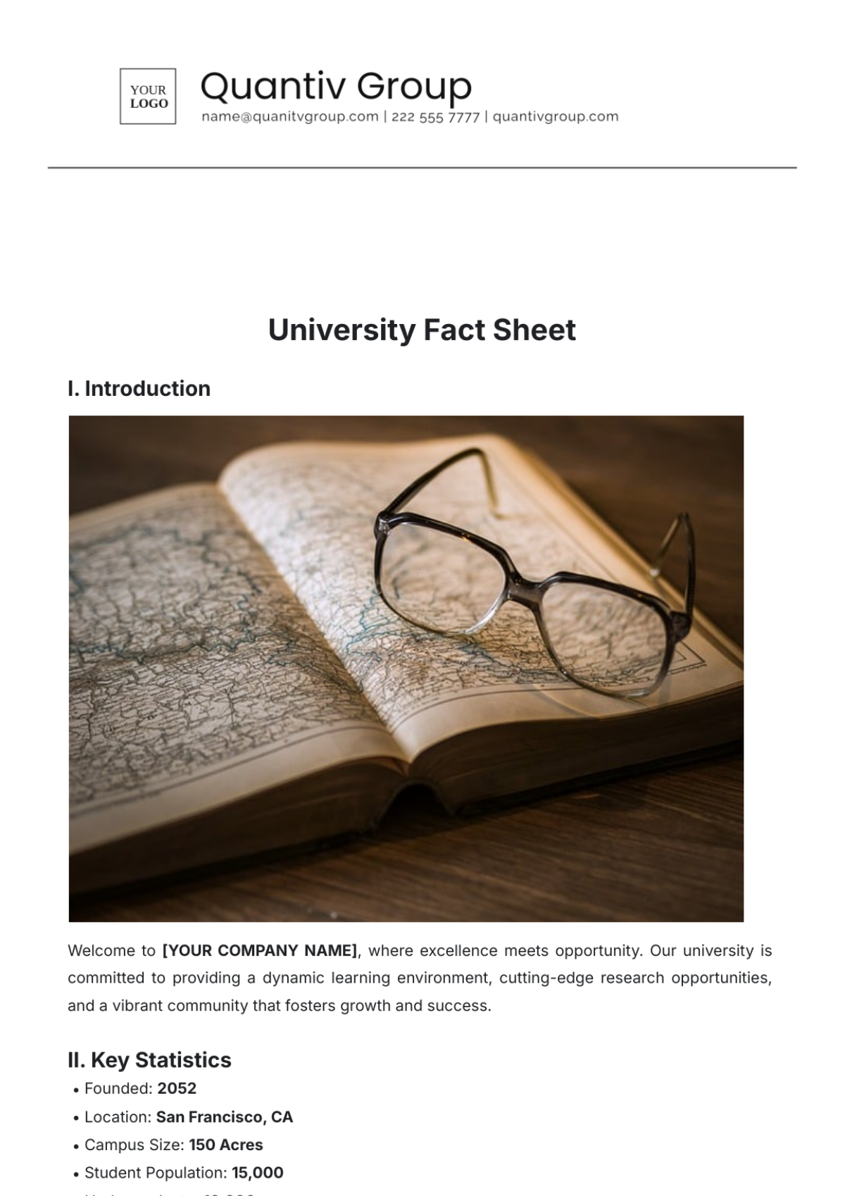 University Fact Sheet Template