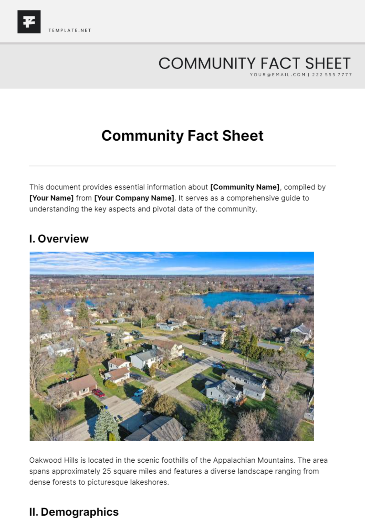 Community Fact Sheet Template