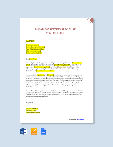 cover letter for email marketing