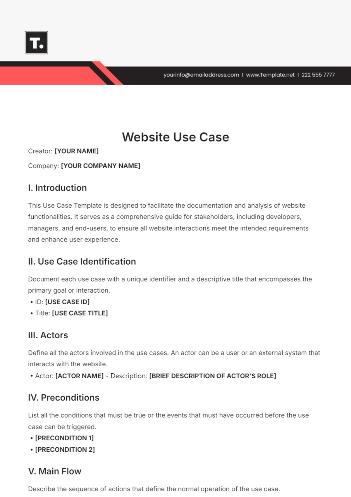 Website Use Case Template - Edit Online & Download