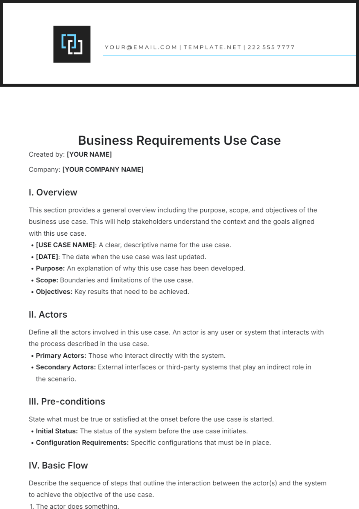 Business Requirements Use Case Template - Edit Online & Download