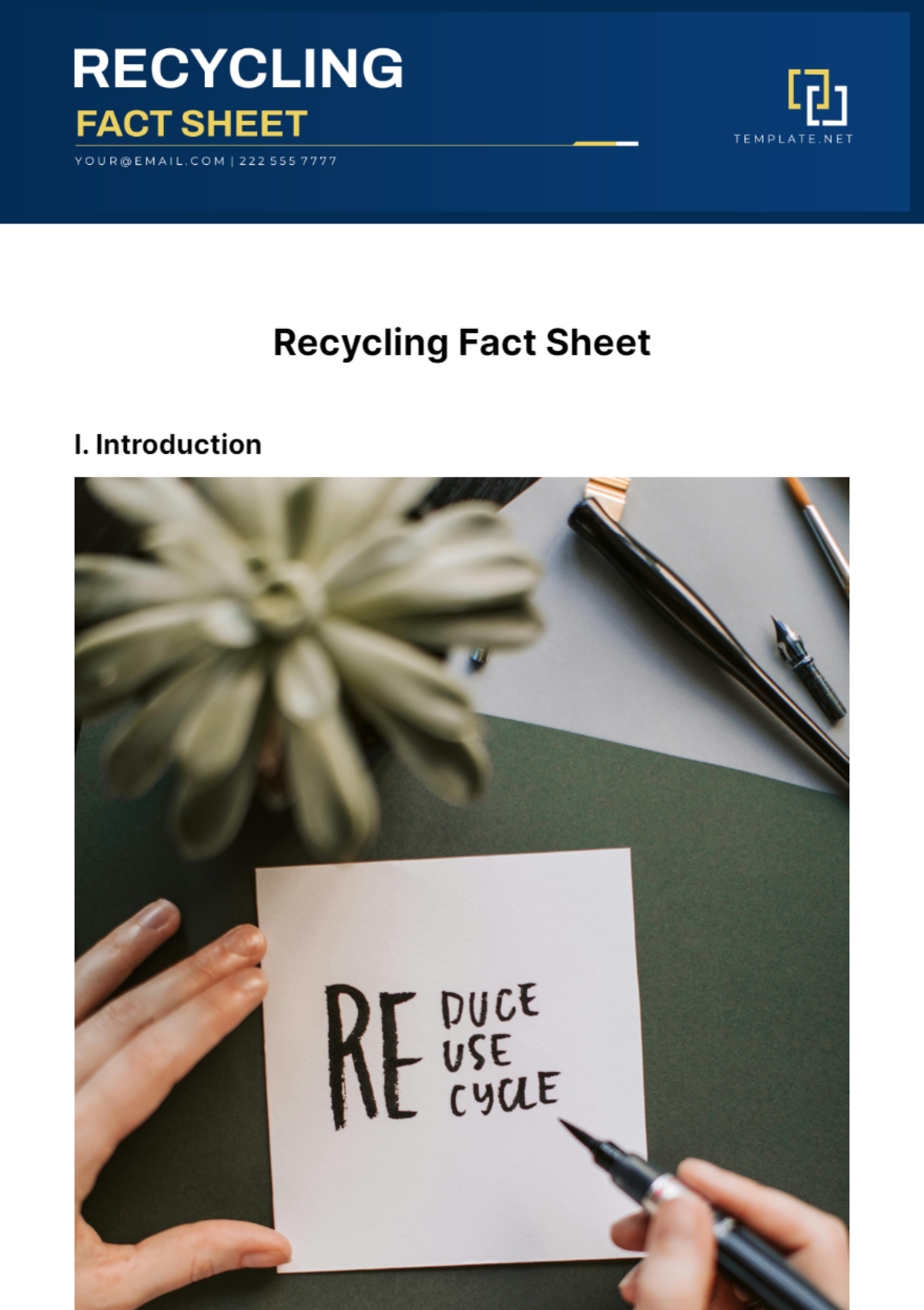 Recycling Fact Sheet Template