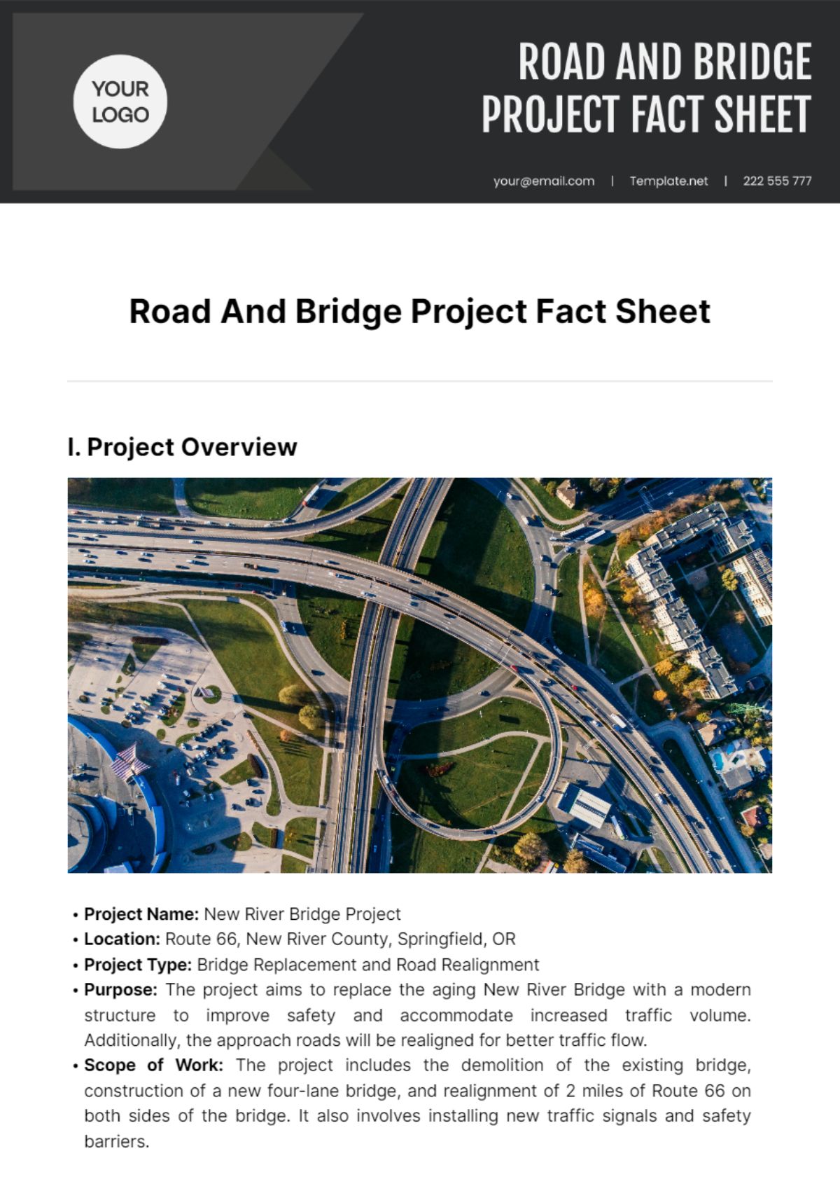 Road And Bridge Project Fact Sheet Template