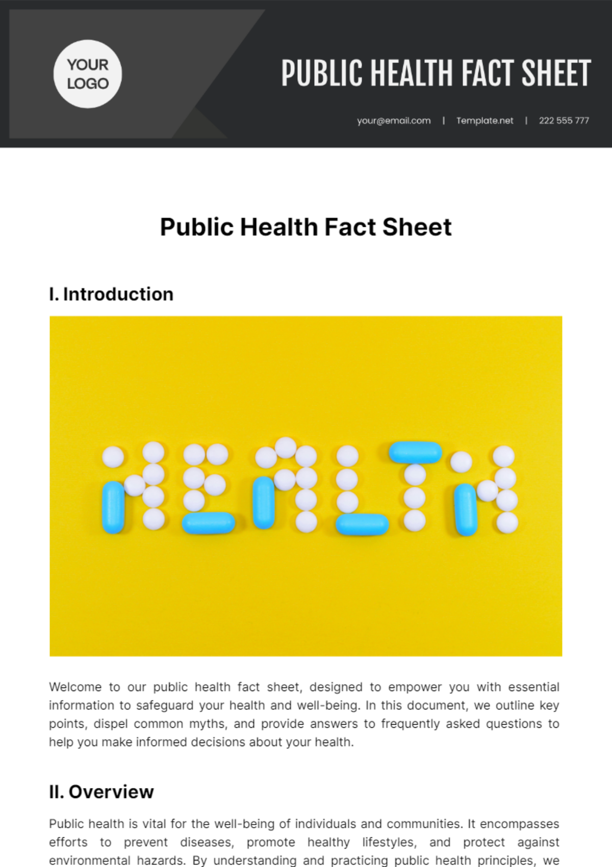 Public Health Fact Sheet Template