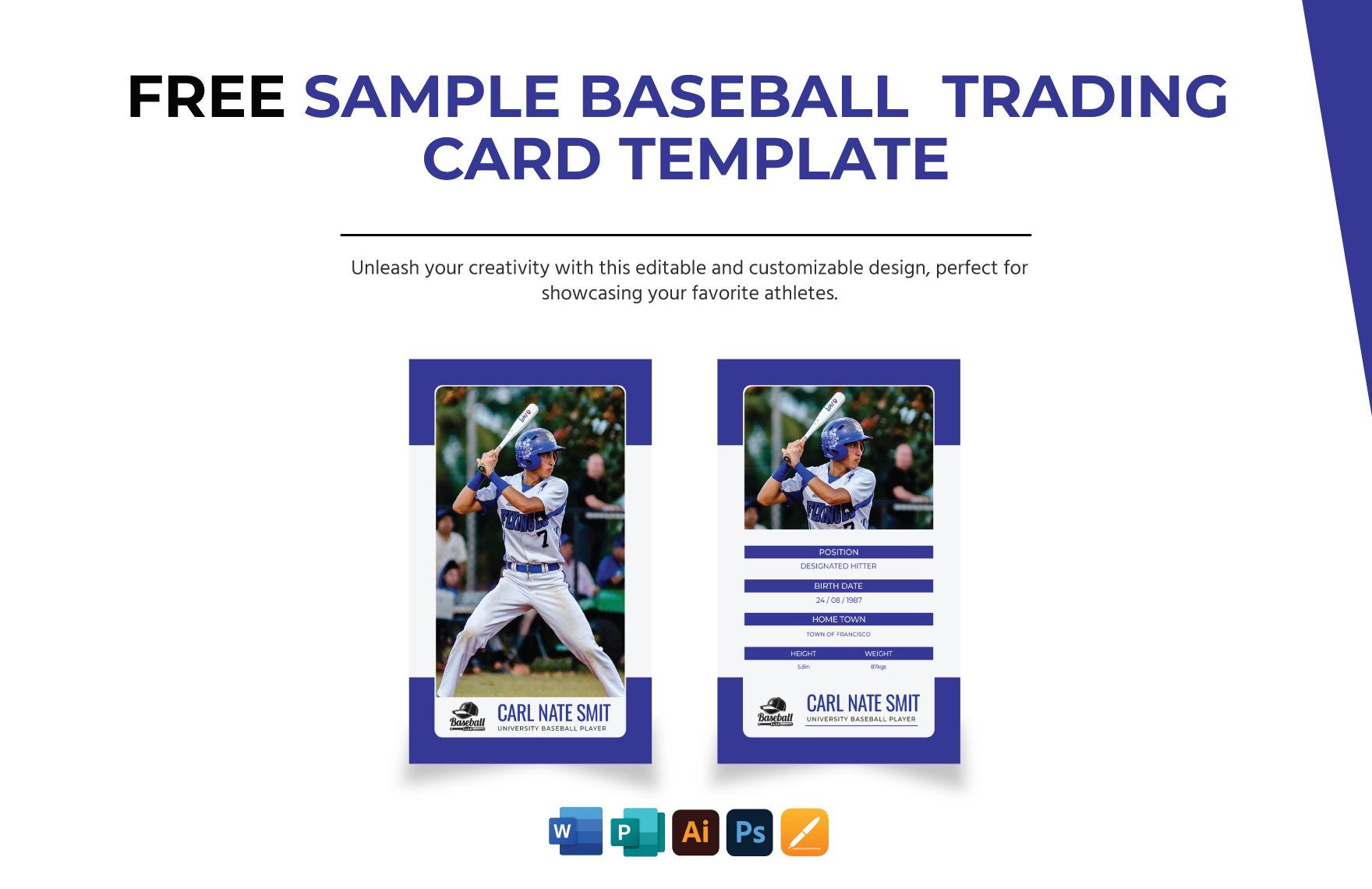 Sample Baseball Trading Card Template