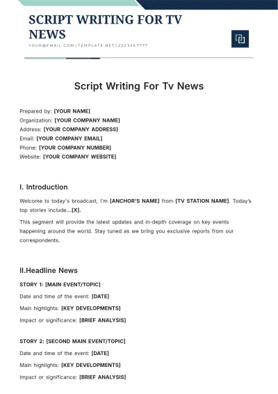 Free Script Writing For Tv News Template to Edit Online