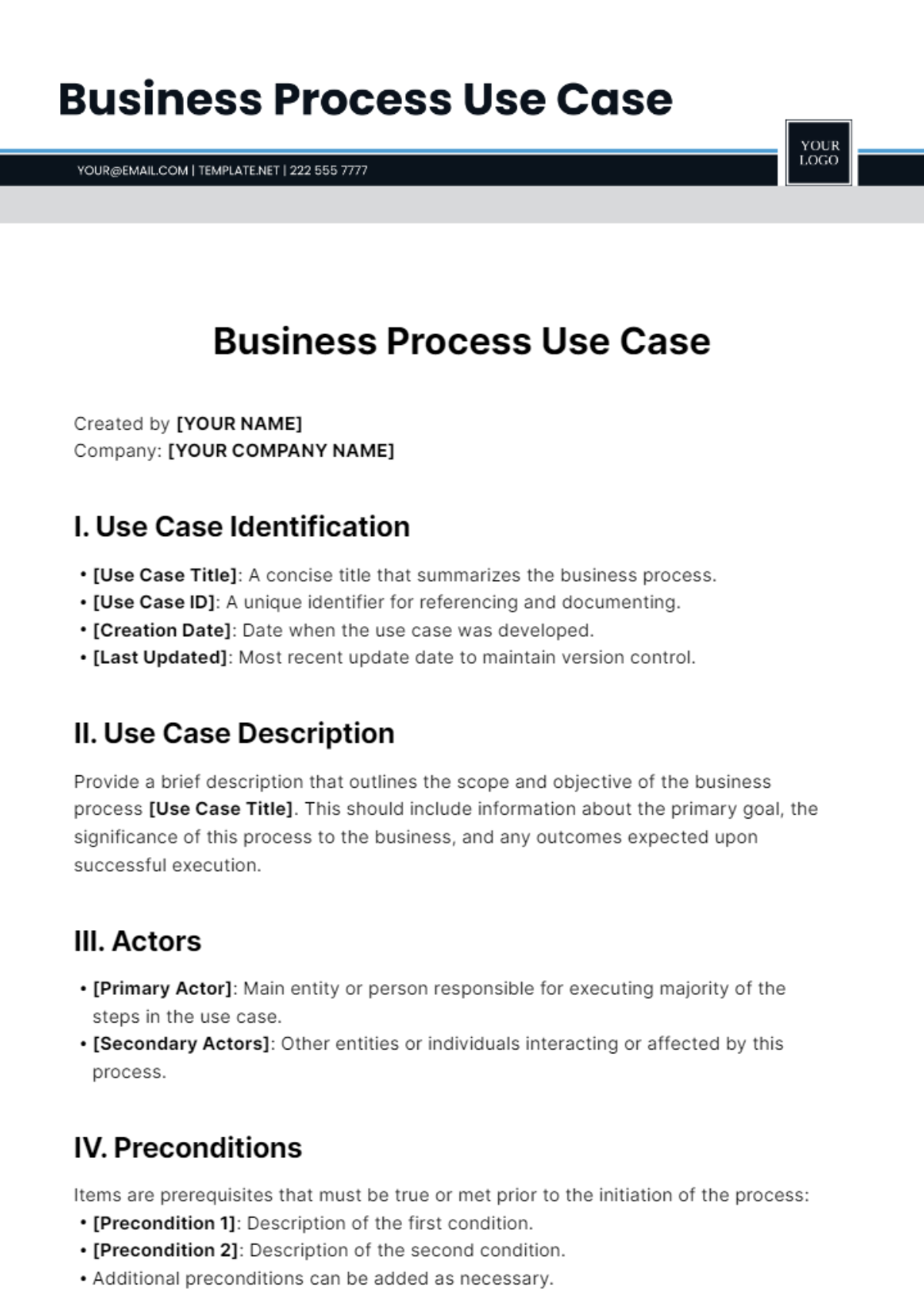 Business Process Use Case Template