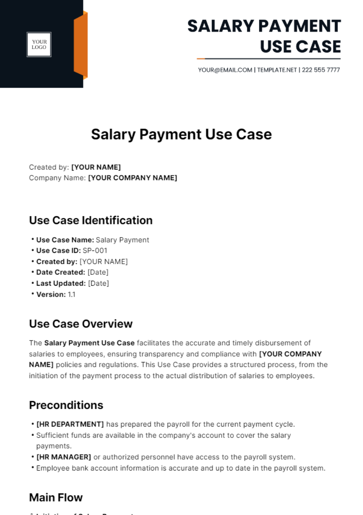 Salary Payment Use Case Template
