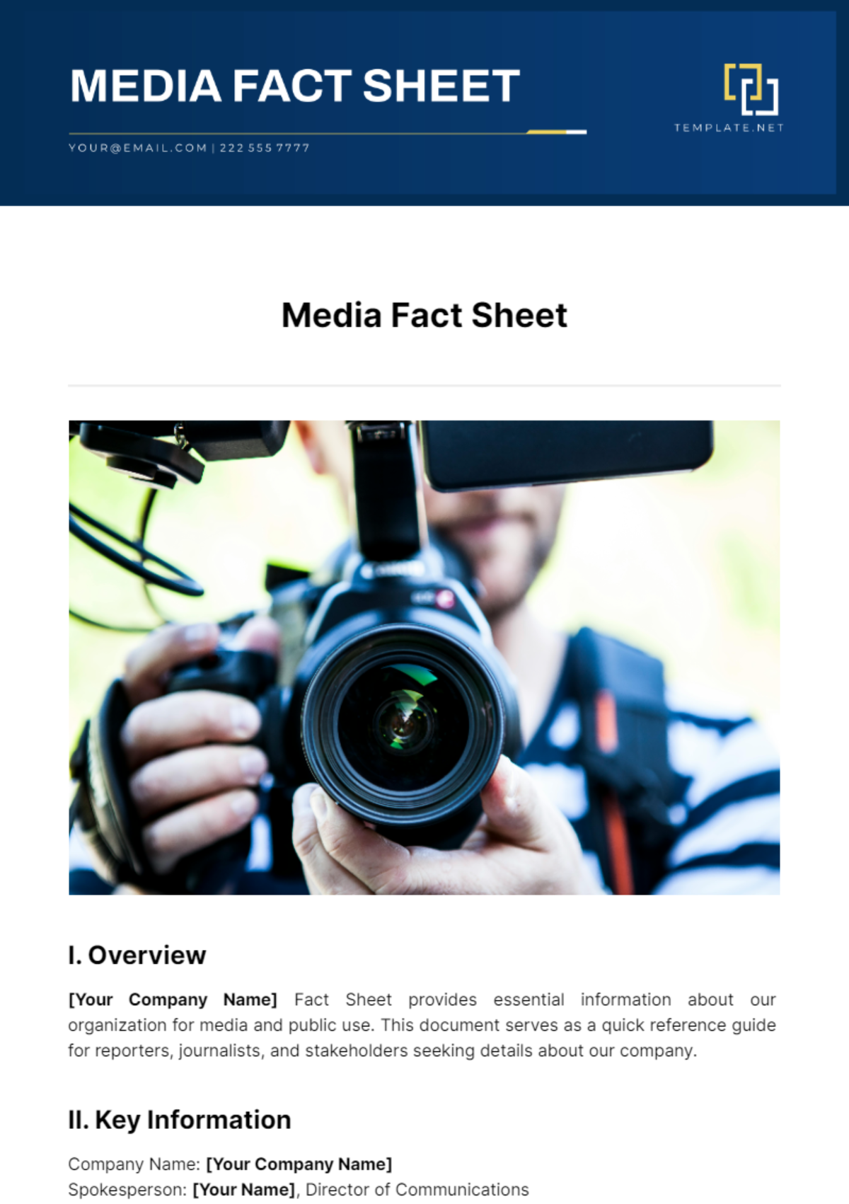 Media Fact Sheet Template