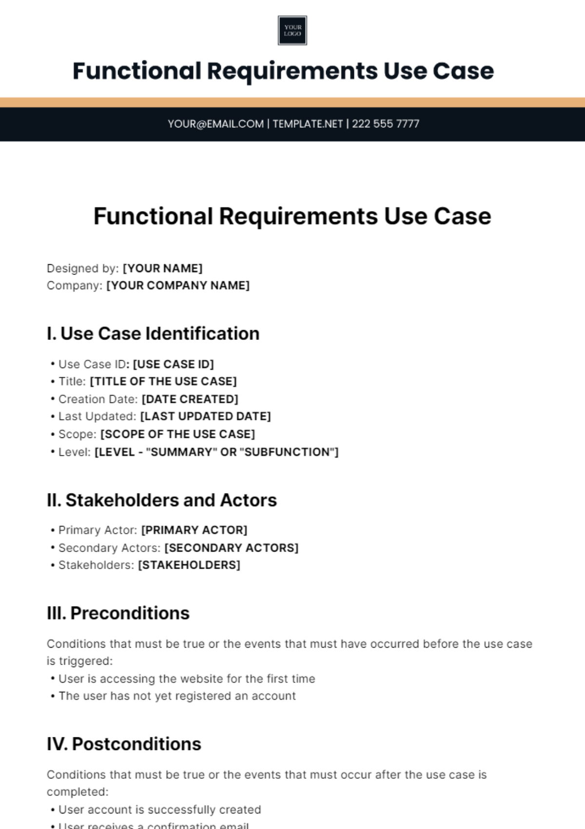 Functional Requirements Use Case Template