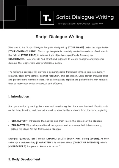 Free Script Dialogue Writing Template to Edit Online