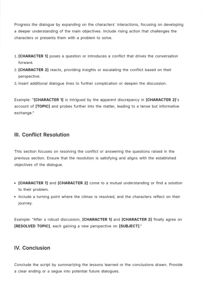 Free Script Dialogue Writing Template to Edit Online