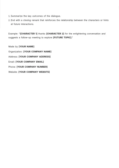Free Script Dialogue Writing Template to Edit Online