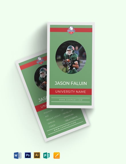 Football Trading Card Template Download in Word Illustrator PSD