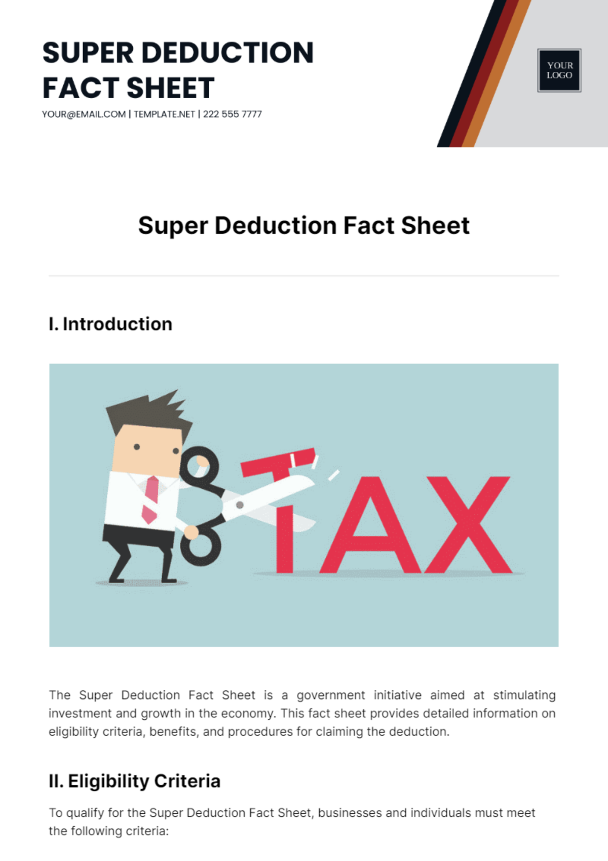 Super Deduction Fact Sheet Template