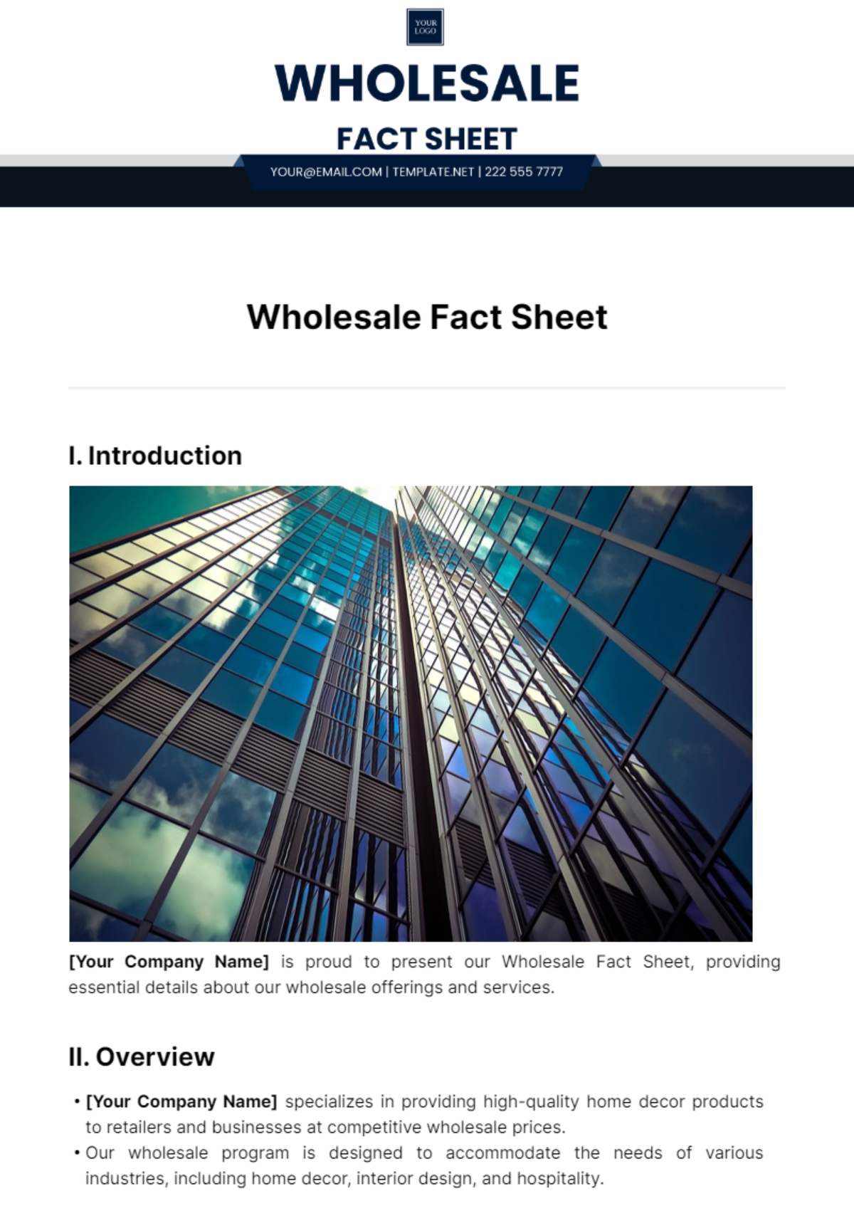 Wholesale Fact Sheet Template