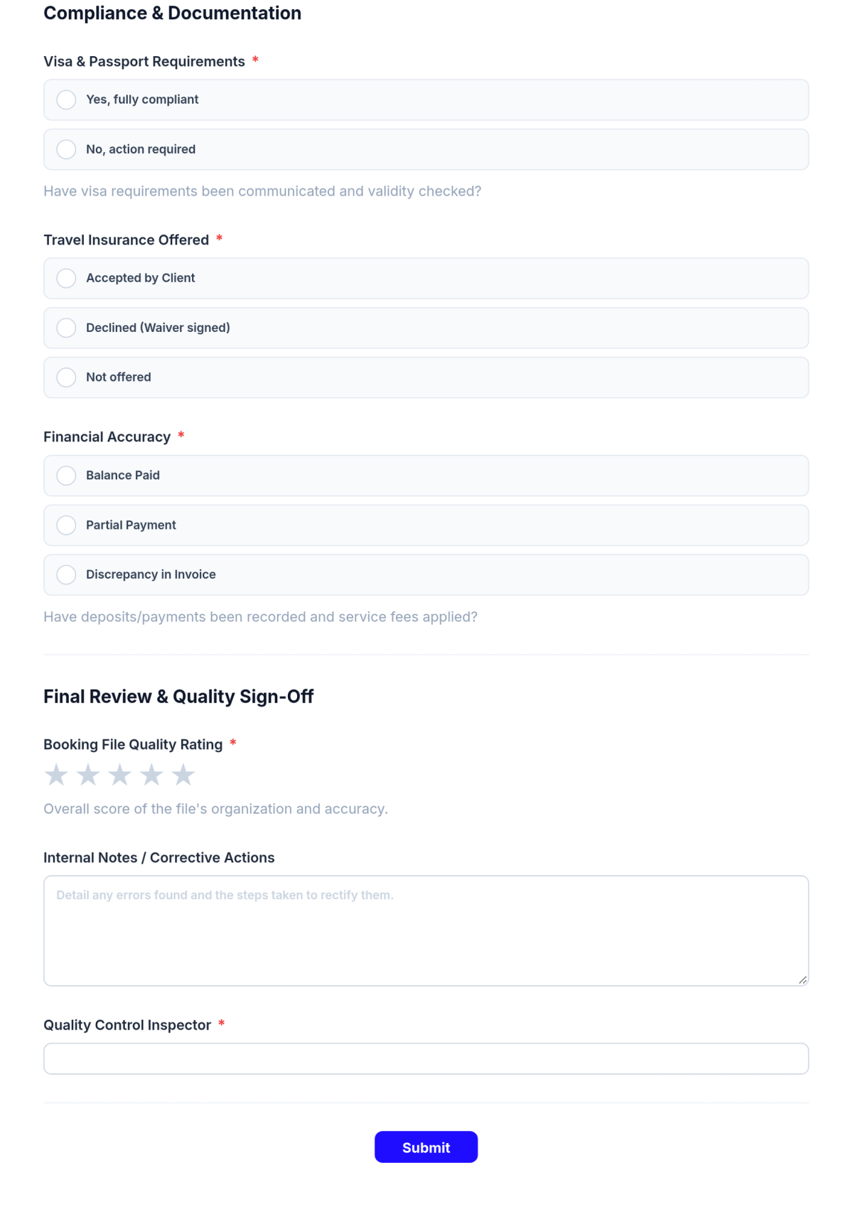 Free Travel Agency Quality Control Checklist Template & AI Maker Free Travel Agency Quality Control Checklist Template & AI Maker