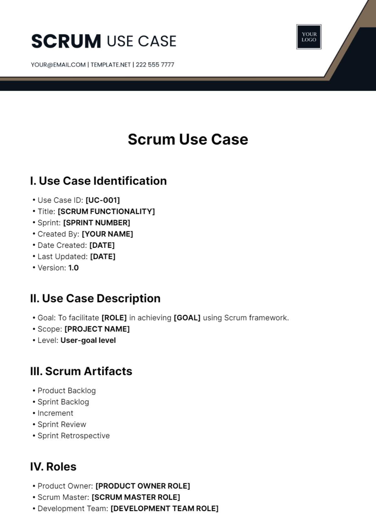 Free Scrum Use Case Template