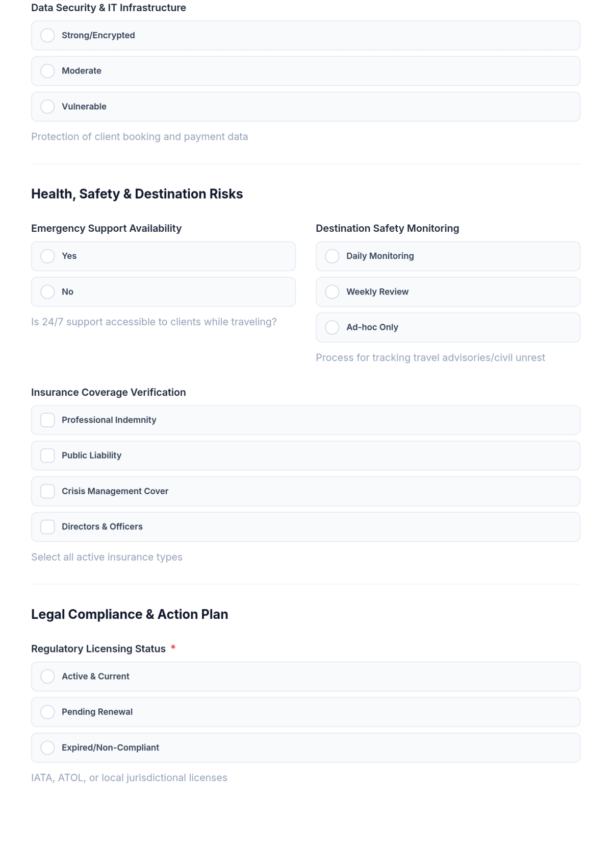 Free Travel Agency Risk Assessment Checklist Template & AI Maker