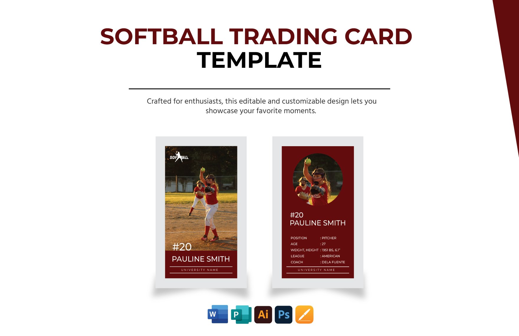 Softball Trading Card Template