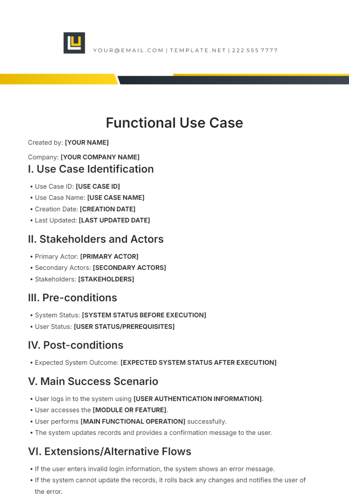 Functional Use Case Template - Edit Online & Download