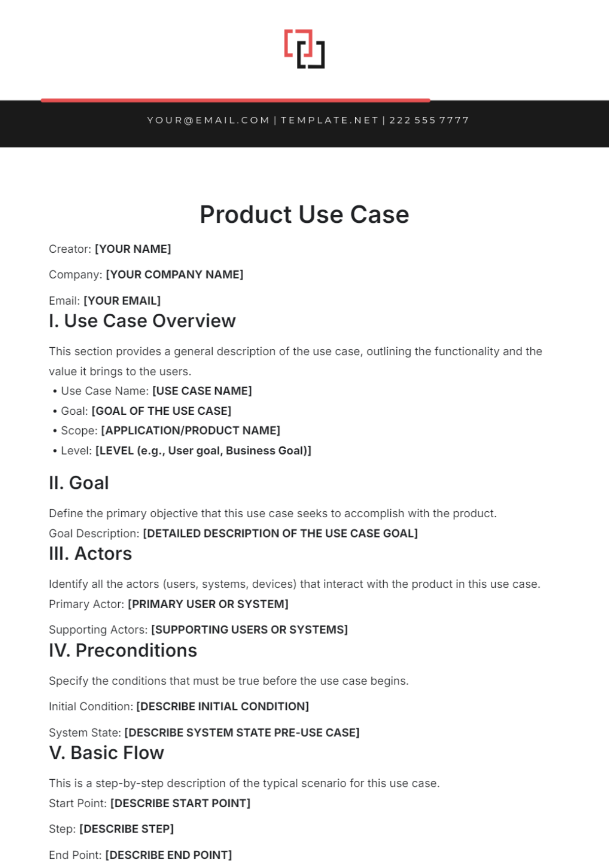 Product Use Case Template - Edit Online & Download