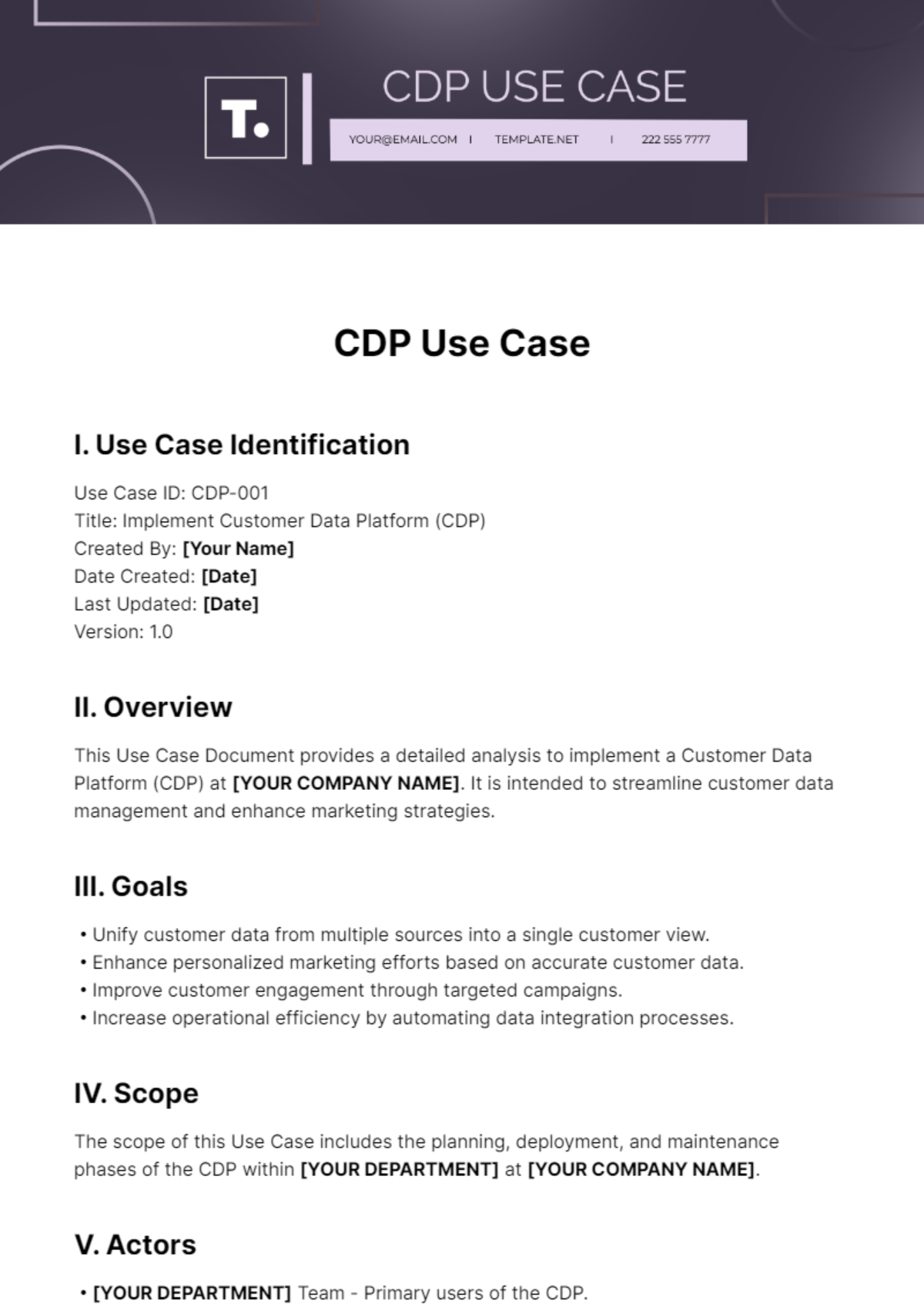 Free CDP Use Case Template