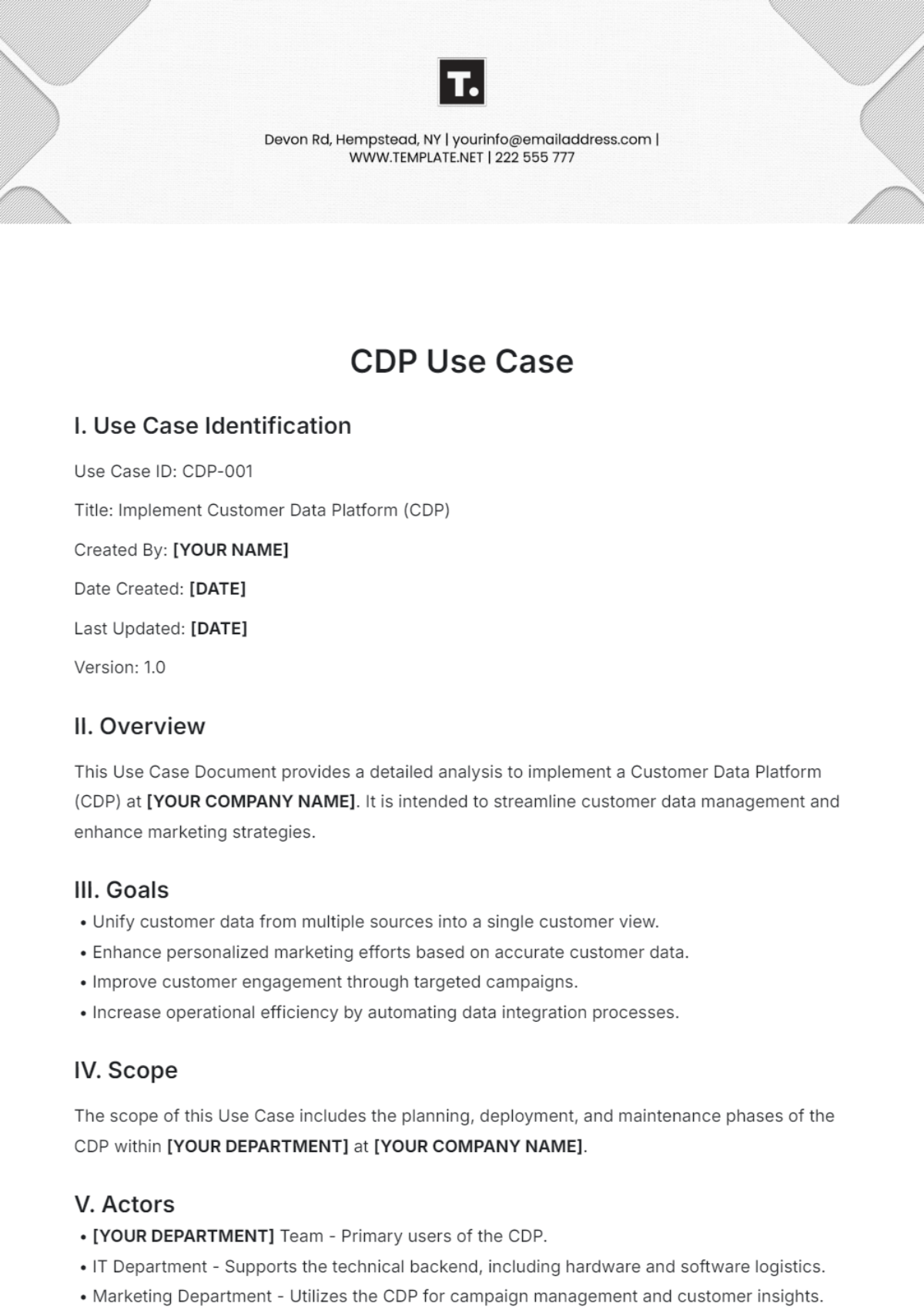 CDP Use Case Template - Edit Online & Download